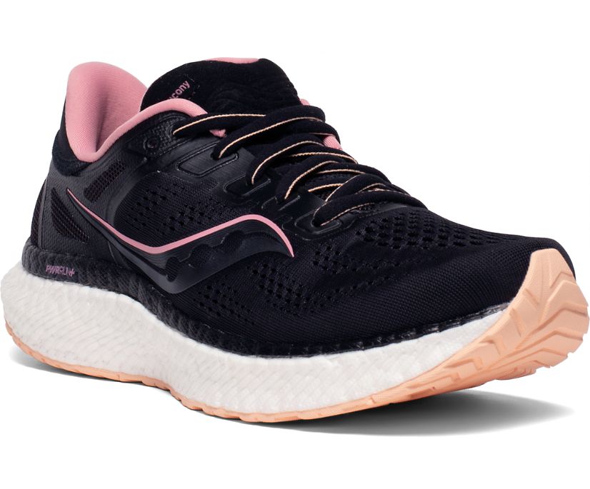 Women's Saucony Hurricane 23 Running Shoes Black / Rose | Singapore 156MQZA